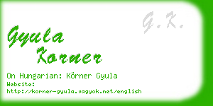 gyula korner business card